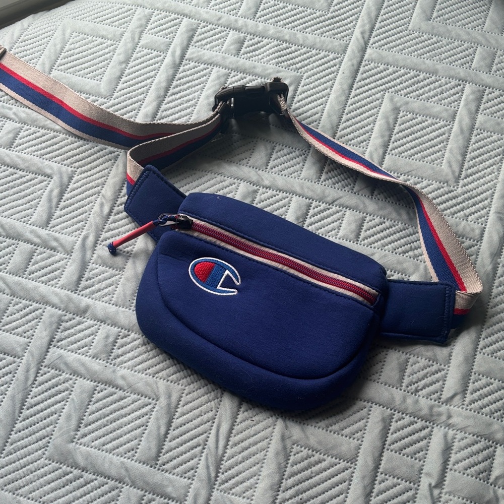 Champion Navy Blue Crossbody / Fanny Pack – Red White Blue Strap